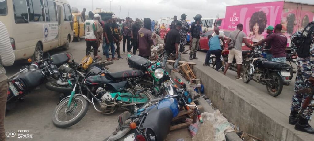 Lagos task force clamps down on okada riders, seizes 82 motorcycles